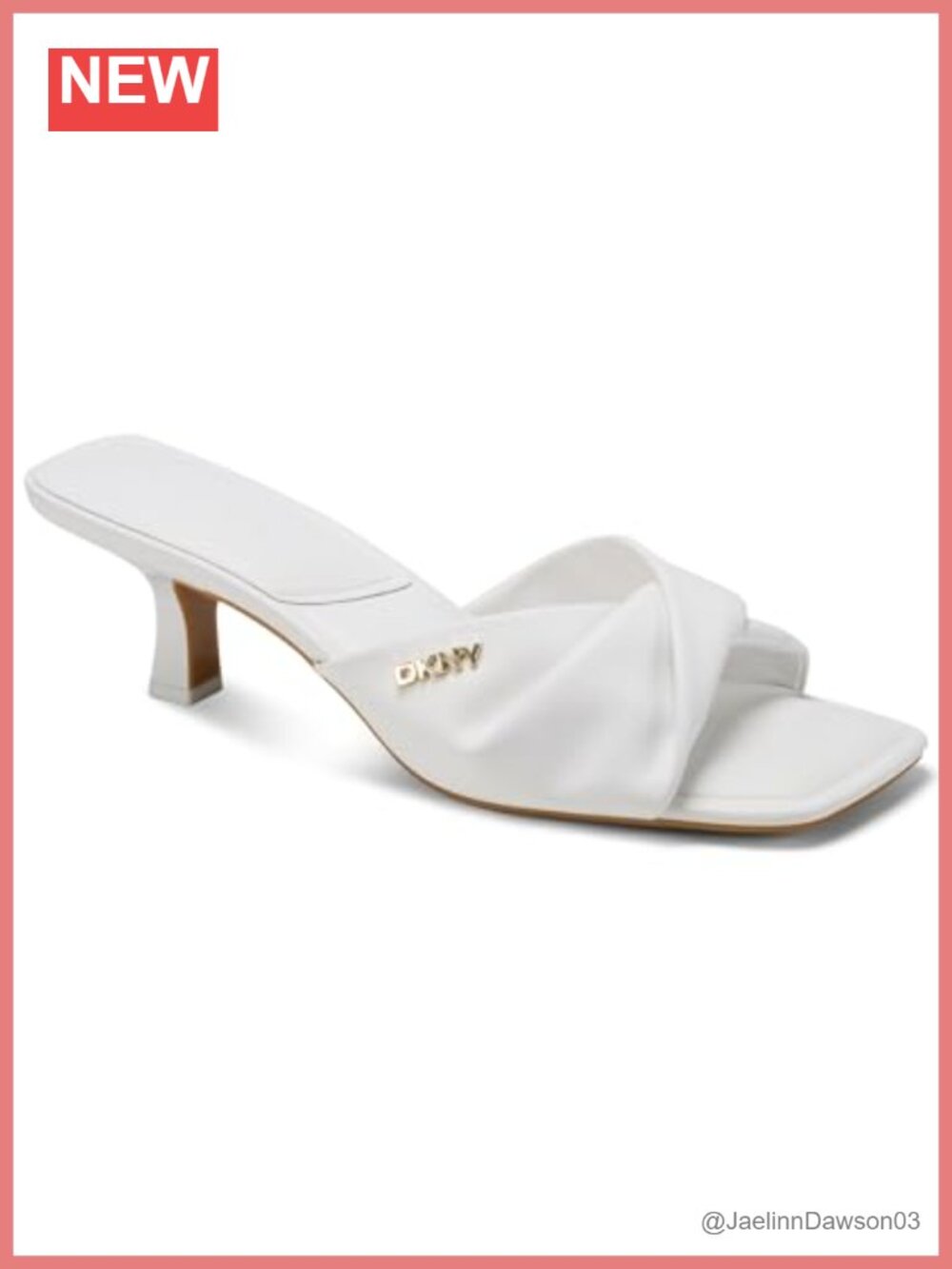 DKNY Jolaine Kitten Heel Mule Sandal Square Toe Slip On Rubber Sole